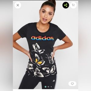 Adidas x Farm Rio black butterfly t-shirt size L
